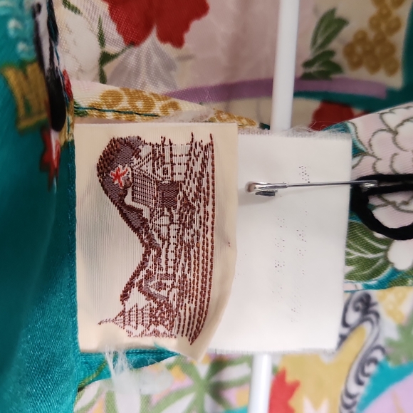 Vintage Green Japanese Kimono Robe - Picture 2 of 4